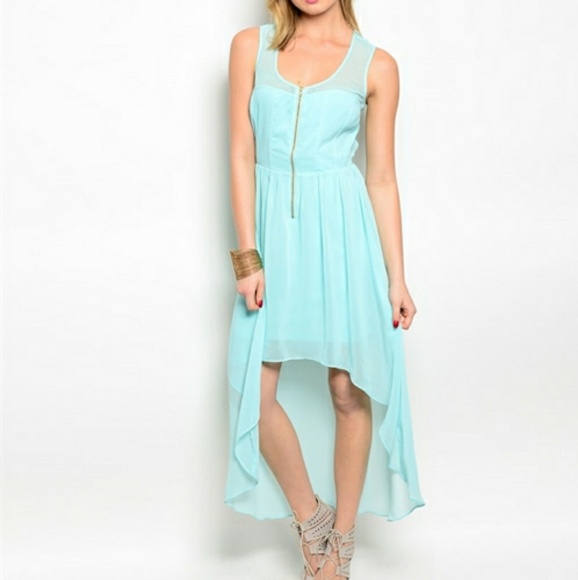 Ark & Co. High Low Turquoise Peek-a-boo Back Dress - Picture 2 of 3